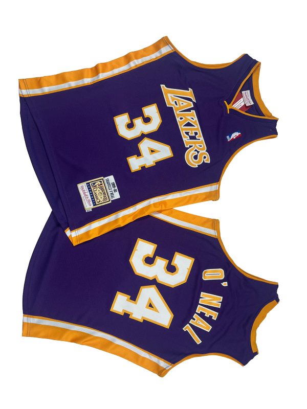 Men Los Angeles Lakers #34 Shaquille O'Neal Purple 1999-00 Throwback basketball Jersey