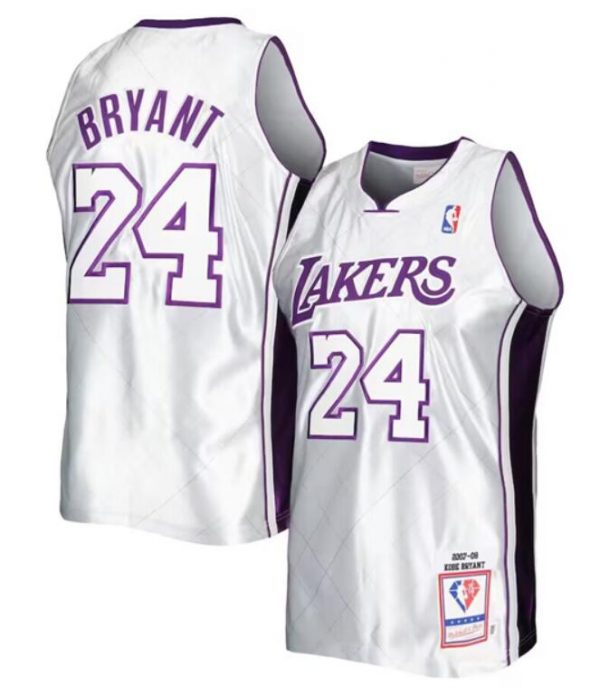 Los Angeles Lakers Active Player Custom Silver 2007-08 Hardwood Classics 75th Anniversary Mitchell & Ness Stitched Basketball Jersey