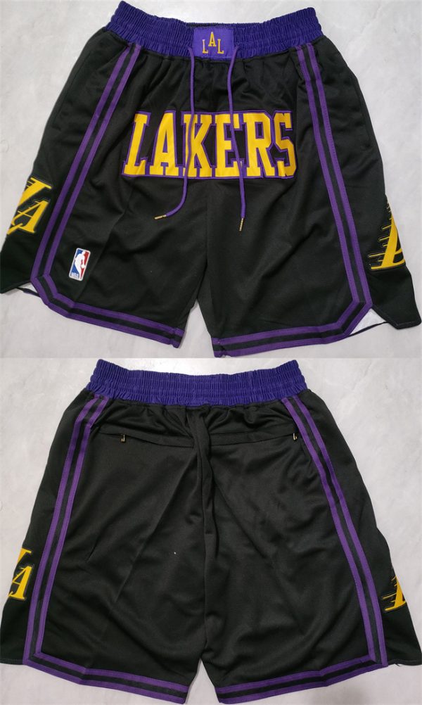 Men Los Angeles Lakers Black Shorts (Run Small)