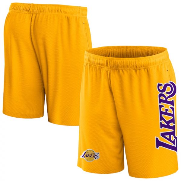Men Los Angeles Lakers Gold Post Up Mesh Shorts(Run Small)