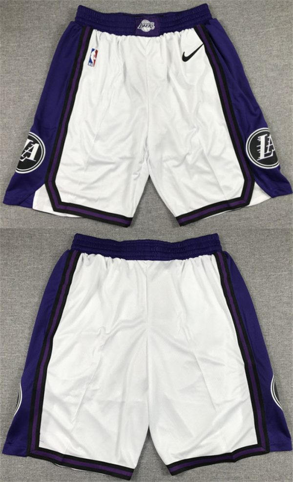 Men Los Angeles Lakers White/Purple Shorts (Run Small)