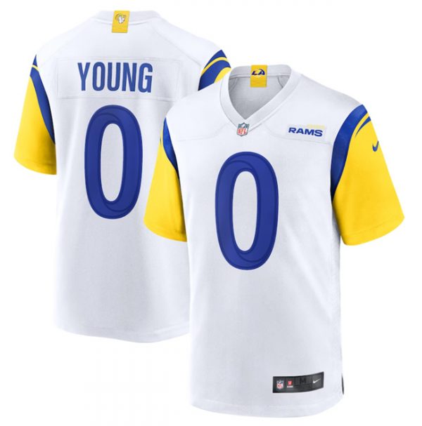 Men Los Angeles Rams #0 PByron Young White Stitched Game Jersey