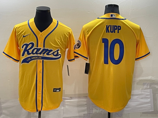 Men Los Angeles Rams #10 Cooper Kupp Yellow Cool Base Stitched Baseball Jersey