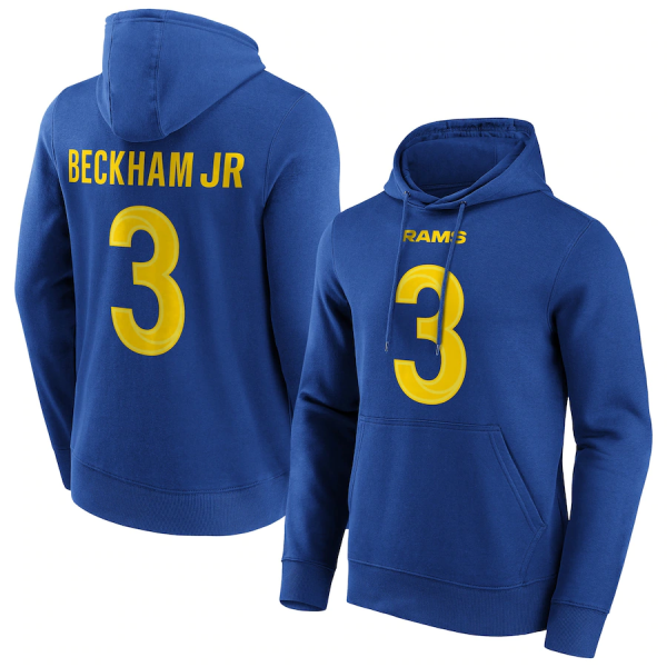 Men Los Angeles Rams #3 Odell Beckham Jr. Blue Hoodie