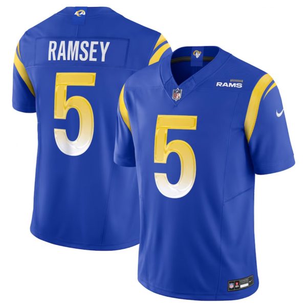 Men Los Angeles Rams #5 Jalen Ramsey Blue 2023 F.U.S.E. Vapor Untouchable Limited Stitched Football Jersey