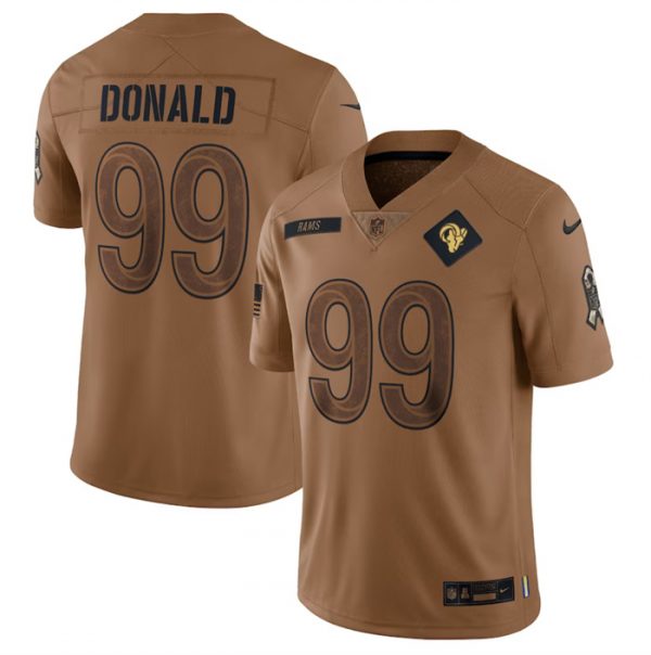 Men Los Angeles Rams #99 Aaron Donald 2023 Brown Salute To Service Limited Football Jersey