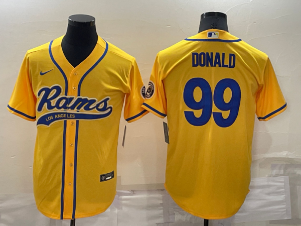 Men Los Angeles Rams #99 Aaron Donald Yellow Cool Base Stitched Baseball Jersey