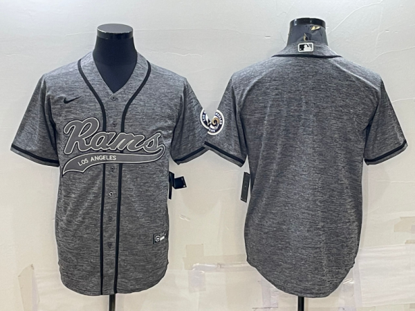 Men Los Angeles Rams Blank Grey With Patch Cool Base Stitched Baseball Jersey