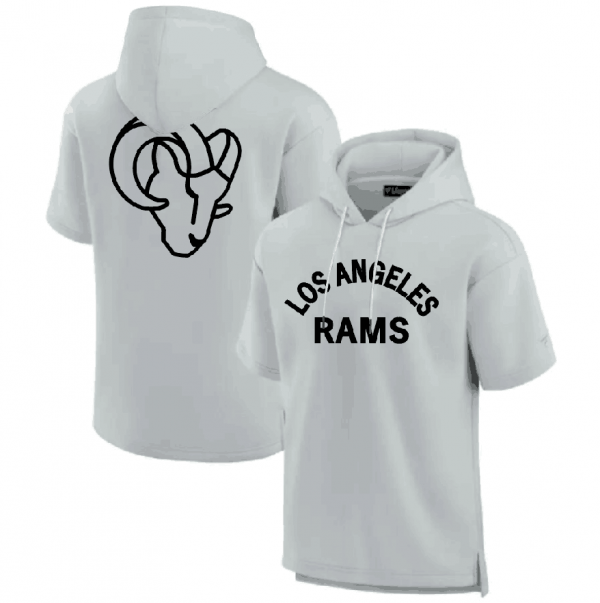 Men Los Angeles Rams Gray Super Soft Fleece Short Sleeve Hoodie