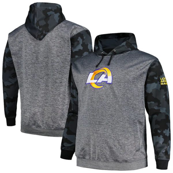 Men Los Angeles Rams Heather Charcoal Big & Tall Camo Pullover Hoodie