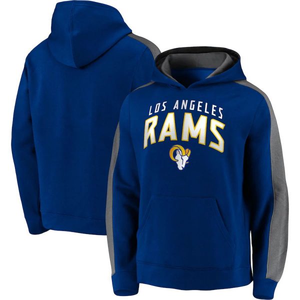 Men Los Angeles Rams Royal Game Time Arch Pullover Hoodie