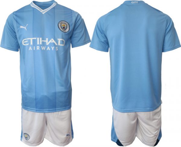Manchester City Custom 2023/24 Blue Home Soccer Jersey Suit