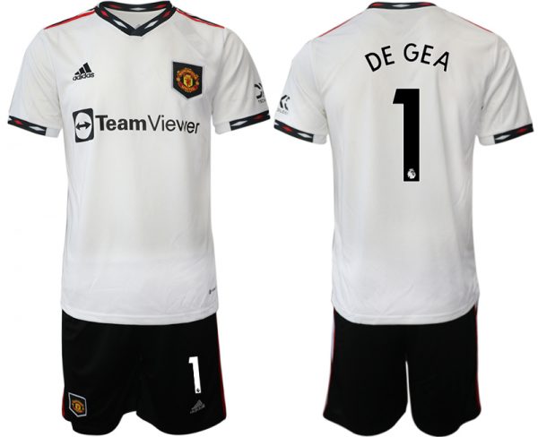 Men Manchester United #1 Degea White Away Soccer Jersey Suit
