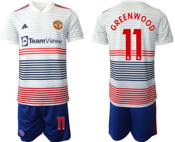 Men Manchester United #11 Greenwoond 22/23 White Away Soccer Jersey Suit