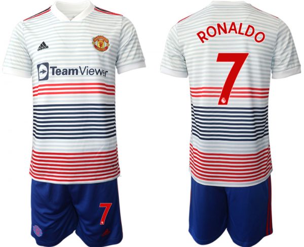 Men Manchester United #7 Ranoldo 22/23 White Away Soccer Jersey Suit