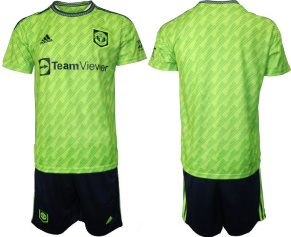 Men Manchester United Blank 22/23 Green Away Soccer Jersey Suit