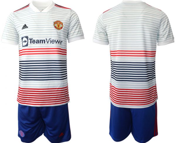 Men Manchester United Blank 22/23 White Away Soccer Jersey Suit