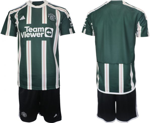 Manchester United Custom 2023/24 Green Away Soccer Jersey Suit
