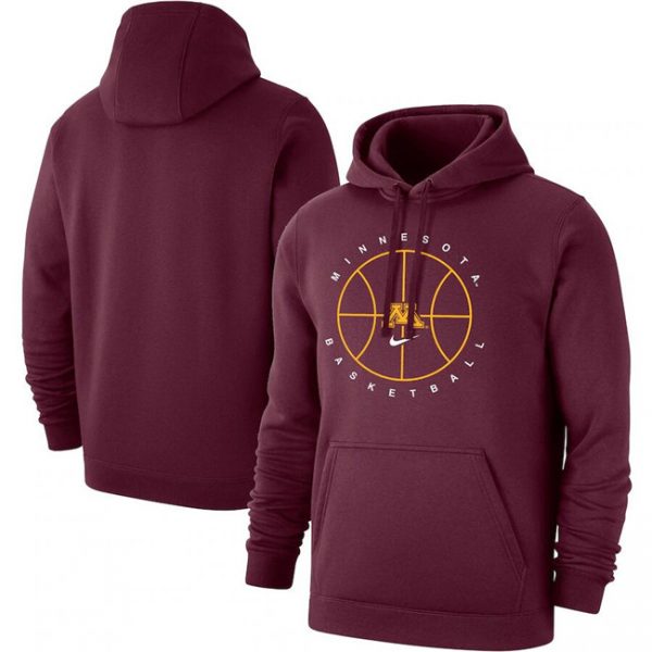 Men Maroon Minnesota Golden Gophers Wine Basketball Icon Club Fleece Pullover Hoodie