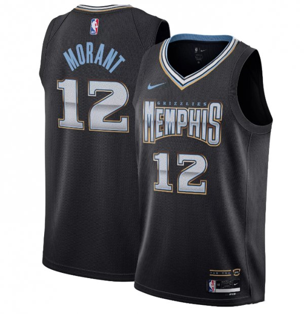 Men Memphis Grizzlies #12 Ja Morant Black 2022/23 City Edition Stitched Basketball Jersey