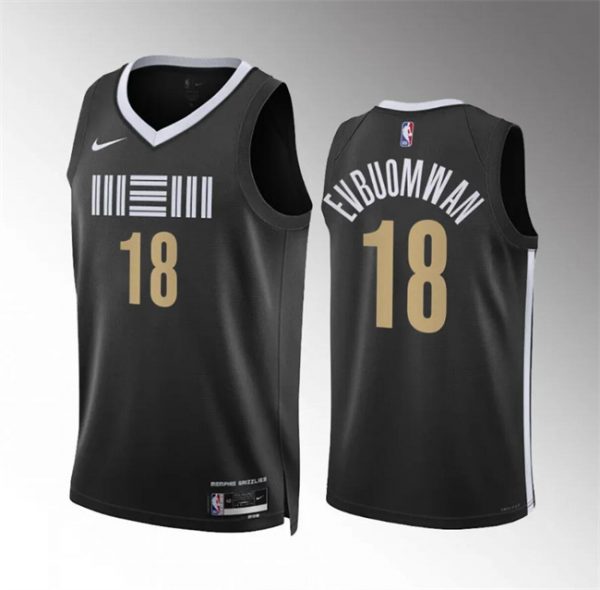 Men Memphis Grizzlies #18 Tosan Evbuomwan Black 2023-24 City Edition Stitched Jersey