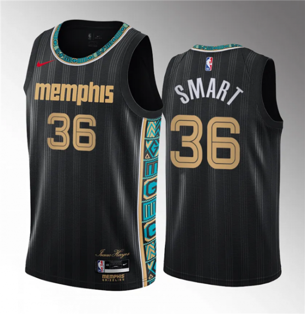 Men Memphis Grizzlies #36 Marcus Smart Black 2020/21 City Edition Stitched Basketball Jersey