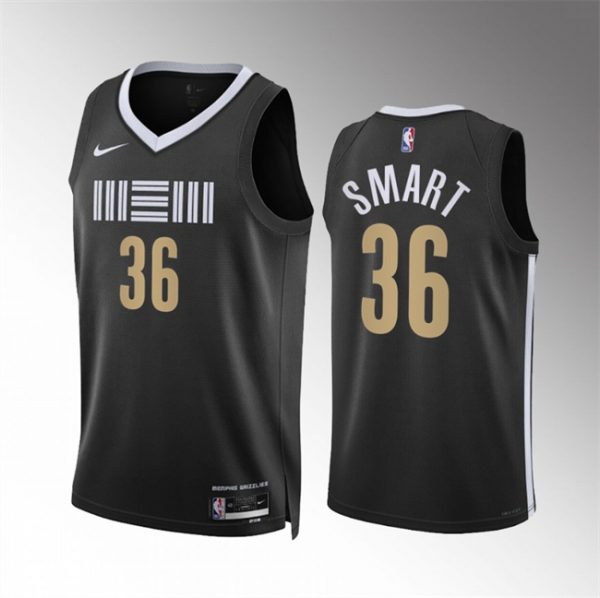 Men Memphis Grizzlies #36 Marcus Smart Black 2023/24 City Edition Stitched Basketball Jersey