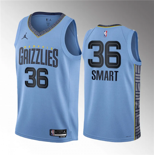 Men Memphis Grizzlies #36 Marcus Smart Blue Statement Edition Stitched Basketball Jersey