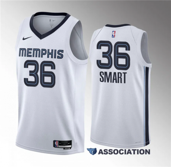 Men Memphis Grizzlies #36 Marcus Smart White Association Edition Stitched Basketball Jersey