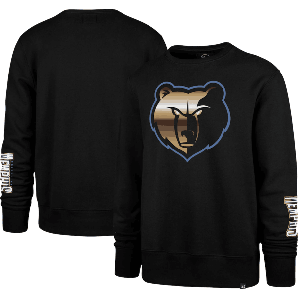 Men Memphis Grizzlies '47 Black 2022/23 City Edition Two-Peat Headline Pullover Sweatshirt