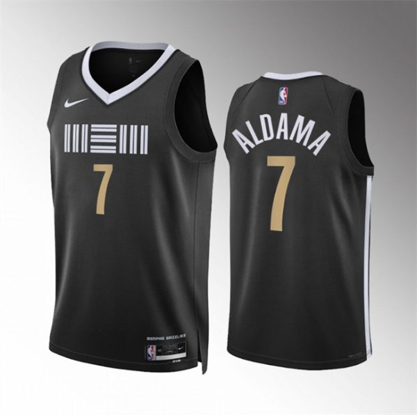 Men Memphis Grizzlies #7 Santi Aldama Black 2023-24 City Edition Stitched Jersey