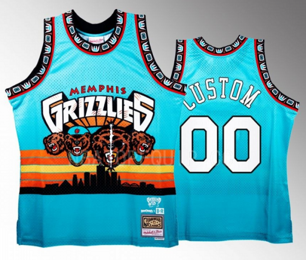 Memphis Grizzlies Active Player Custom Teal Three 6 Mafia x BR Remix Swingman Stitched Jersey