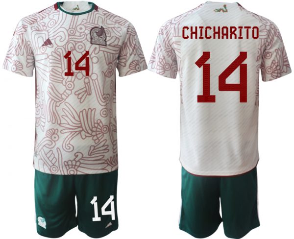 Men Mexico #14 Chicharito White Away Soccer Jersey Suit