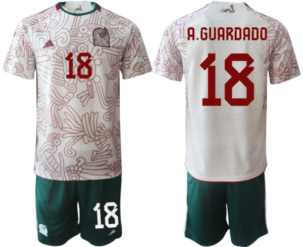Men Mexico #18 A.Guardado White Away Soccer Jersey 001 Suit