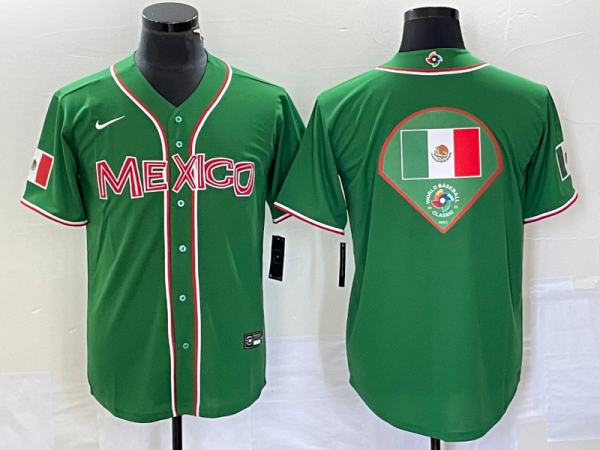 Men Mexico Baseball 2023 Green World Baseball Classic Team Big Logo Stitched Jersey