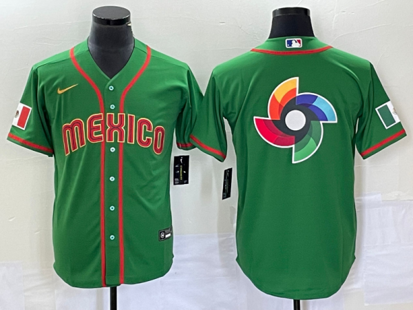Men Mexico Baseball 2023 Green World Baseball Classic Team Big Logo Stitched Jersey