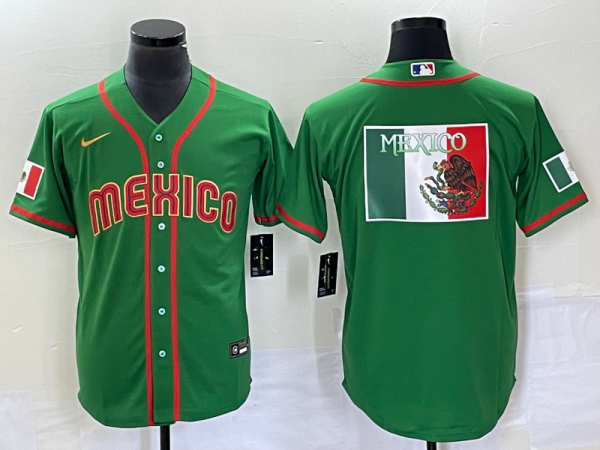 Men Mexico Baseball 2023 Green World Baseball Classic Team Big Logo Stitched Jersey