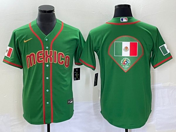 Men Mexico Baseball 2023 Green World Baseball Classic Team Big Logo Stitched Jersey