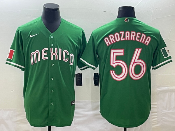 Men Mexico Baseball #56 Randy Arozarena 2023 Green World Baseball Classic Stitched Jersey