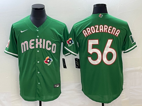 Men Mexico Baseball #56 Randy Arozarena 2023 Green World Baseball Classic With Patch Stitched Jersey