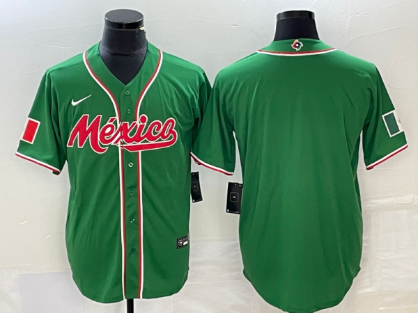 Men Mexico Baseball Blank 2023 Green World Baseball Classic Stitched Jersey