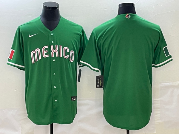 Men Mexico Baseball Blank 2023 Green World Baseball Classic Stitched Jersey