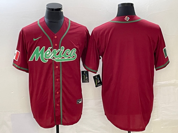 Men Mexico Baseball Blank Red 2023 World Baseball Classic Stitched Jersey