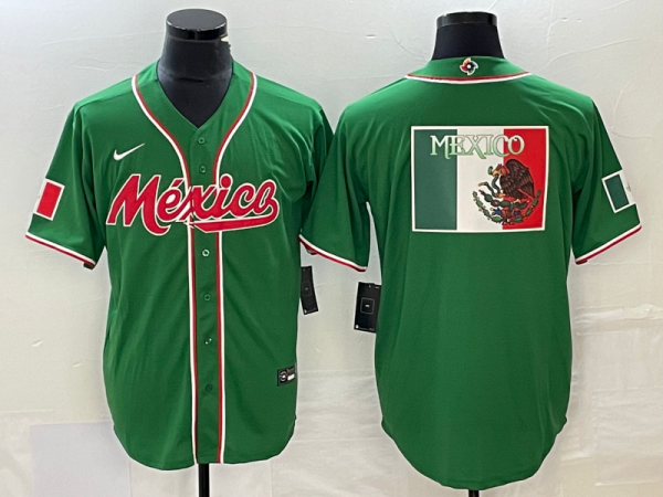 Men Mexico Baseball Green 2023 World Baseball Classic Team Big Logo Stitched Jersey