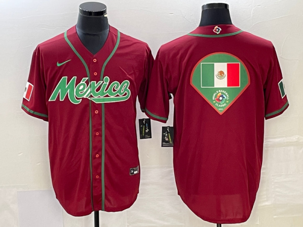Men Mexico Baseball Red 2023 World Baseball Classic Team Big Logo Stitched Jersey