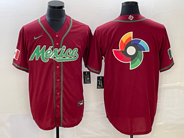 Men Mexico Baseball Red 2023 World Baseball Classic Team Big Logo Stitched Jersey