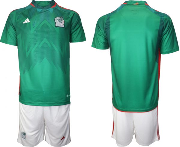 Men Mexico Blank Green Home Soccer Jersey Suit 001