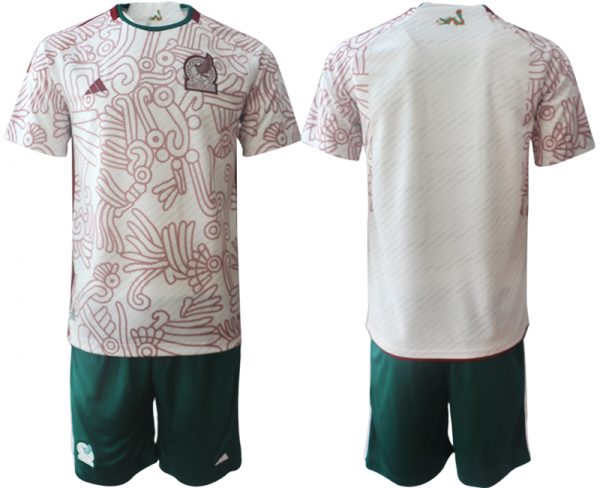 Men Mexico Blank White Away Soccer Jersey Suit