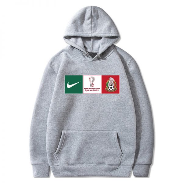 Men Mexico World Cup Soccer Hoodie Grey