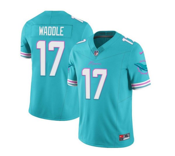 Men Miami Dolphins #17 Jaylen Waddle Aqua 2023 F.U.S.E Vapor Limited Stitched Football Jersey